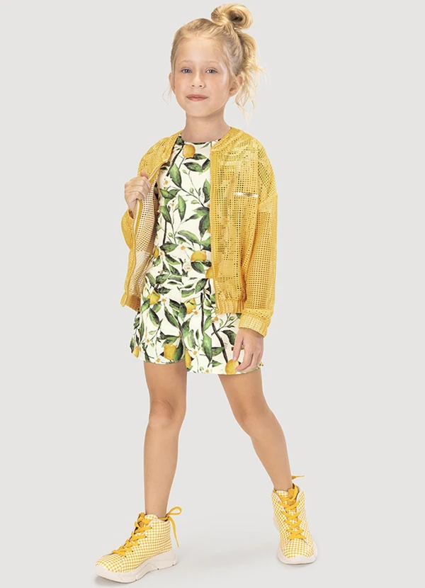 Lilica Ripilica - Jaqueta Tela Manga Longa Infantil Amarelo 2