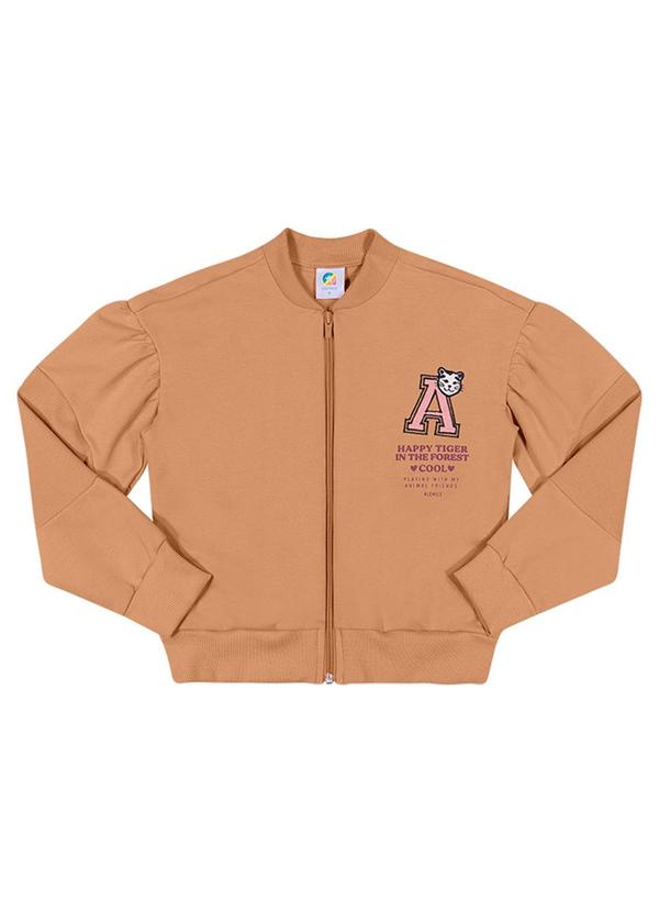 Alenice - Jaqueta Tigre Moletom Menina Marrom