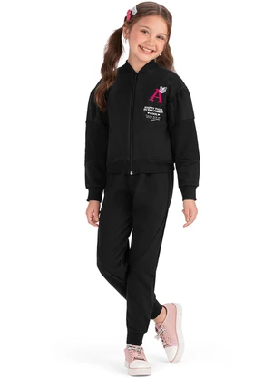 Outlet - Jaqueta Tigre Moletom Menina Preto - OUTLET