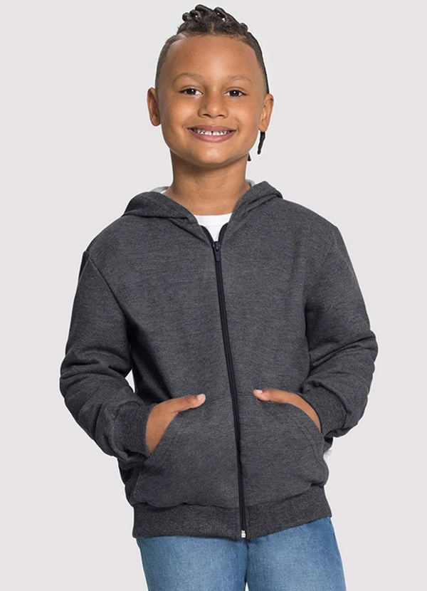 Alakazoo - Jaqueta Unissex em Moletom com Capuz Cinza