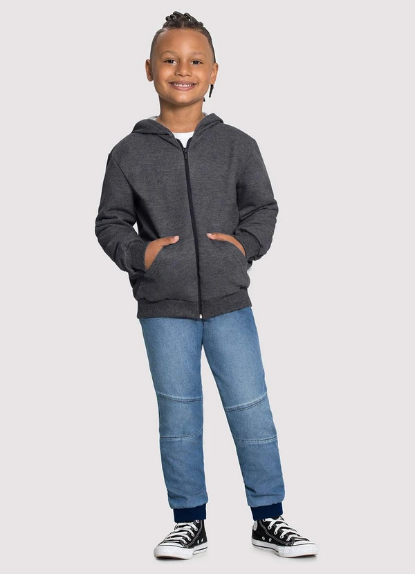 Alakazoo - Jaqueta Unissex em Moletom com Capuz Cinza 2