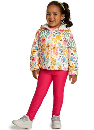 Marlan - Jaqueta Winter Flower com Pelo Sherpa Bege - MARLAN