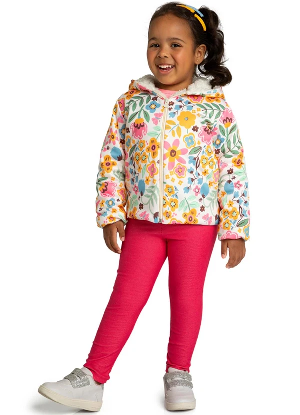 Marlan - Jaqueta Winter Flower com Pelo Sherpa Bege 2