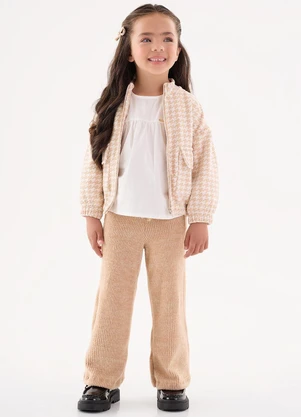 Up Baby - Jaqueta Xadrez Infantil Menina Bege - UP BABY