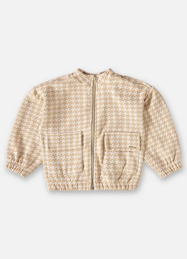 Up Baby - Jaqueta Xadrez Infantil Menina Bege 3