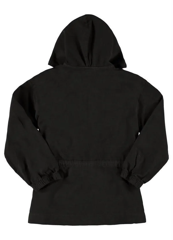 Quimby - Parka Infantil Menina em Sarja Preto 6