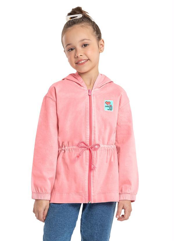 Quimby - Parka Infantil Menina em Sarja Rosa