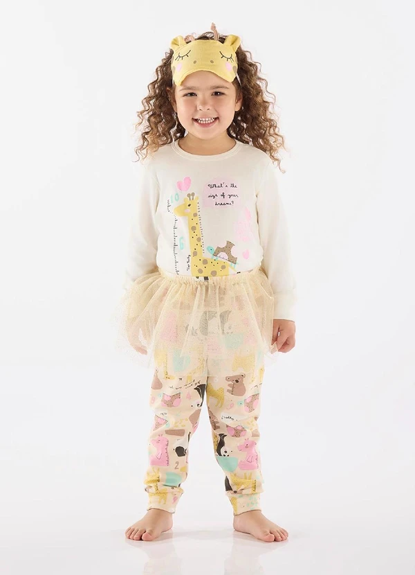 Up Baby - Pijama Menina 3 Peças Bege