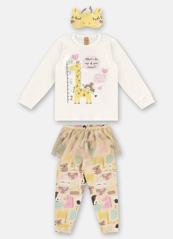 Up Baby - Pijama Menina 3 Peças Bege 2