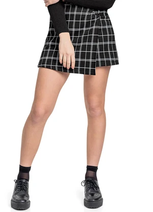 Gloss - Short-Saia Juvenil em Malha Jacquard Preto - GLOSS