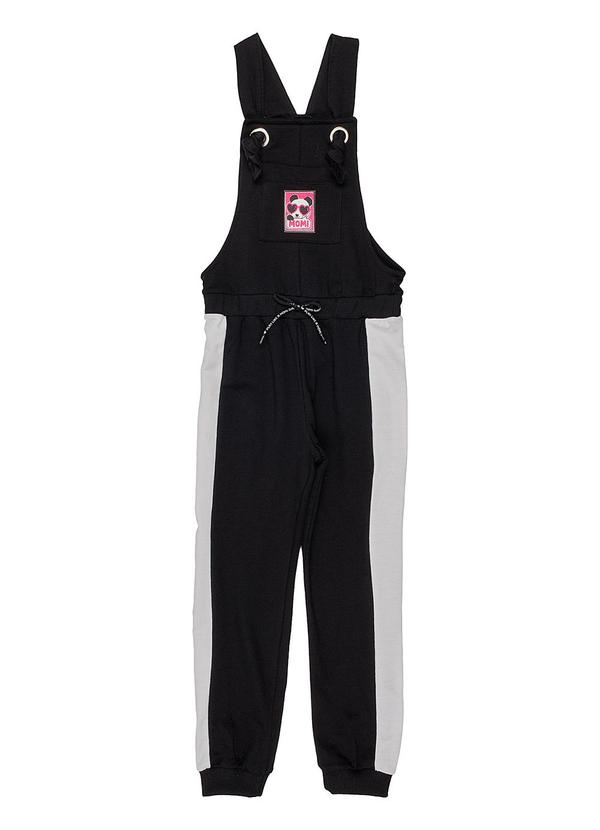 Momi - Jardineira de Moletom Jogger Preto