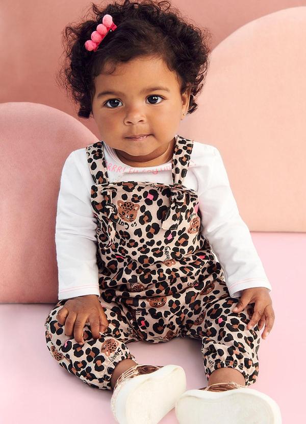 Momi - Jardineira de Oncinha Bebê Marrom