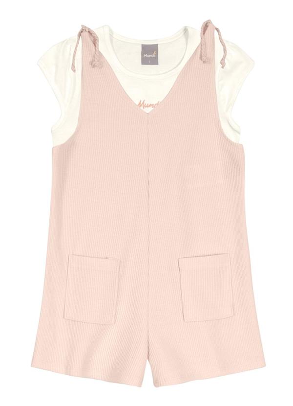 Brandili Mundi - Jardineira em Malha Infantil Menina Bege 2