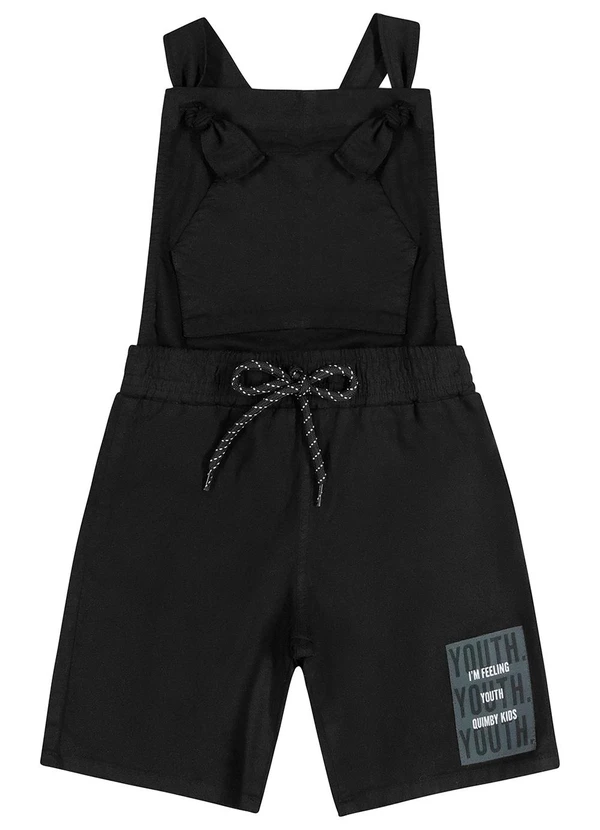 Quimby - Jardineira Infantil Básica Unissex Preto 2