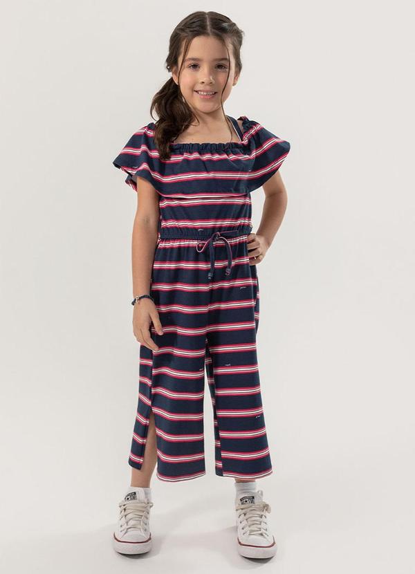 Momi - Jardineira Infantil Listrada Preto