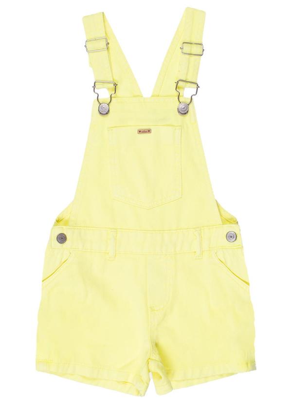 Milon - Jardineira Infantil Menina Jeans Amarelo