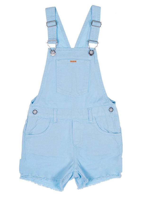 Milon - Jardineira Infantil Menina Jeans Azul