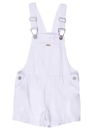 Milon - Jardineira Infantil Menina Jeans Branco - MILON