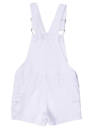 Milon - Jardineira Infantil Menina Jeans Branco - MILON
