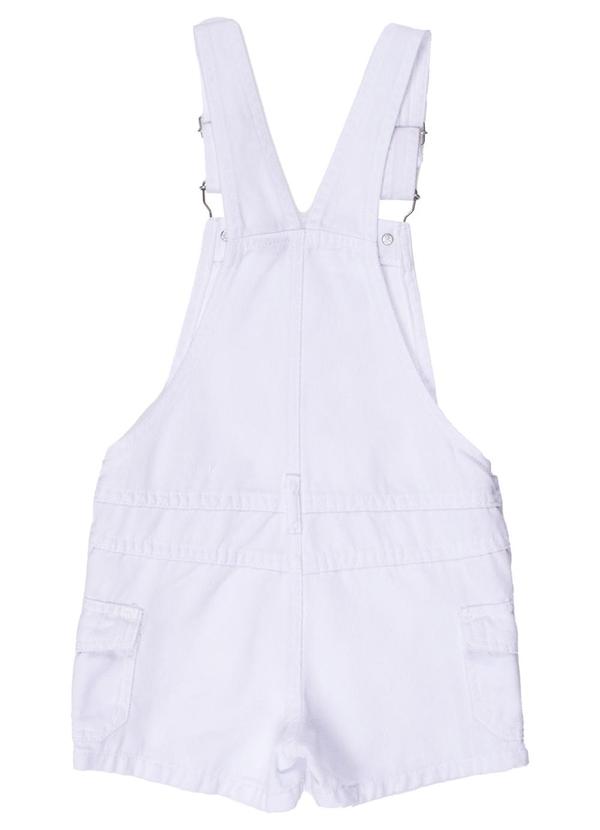 Milon - Jardineira Infantil Menina Jeans Branco 2