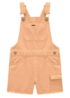 Milon - Jardineira Infantil Menina Jeans Laranja - MILON