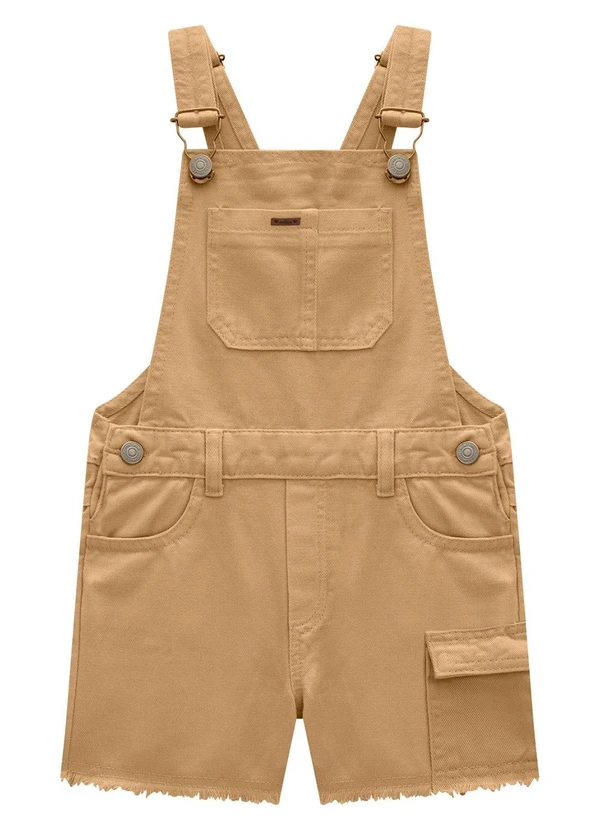 Milon - Jardineira Infantil Menina Jeans Marrom 3