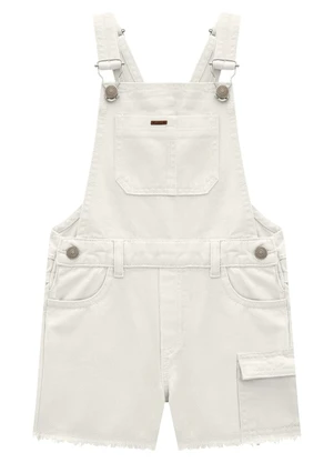 Milon - Jardineira Infantil Menina Jeans Off White - MILON