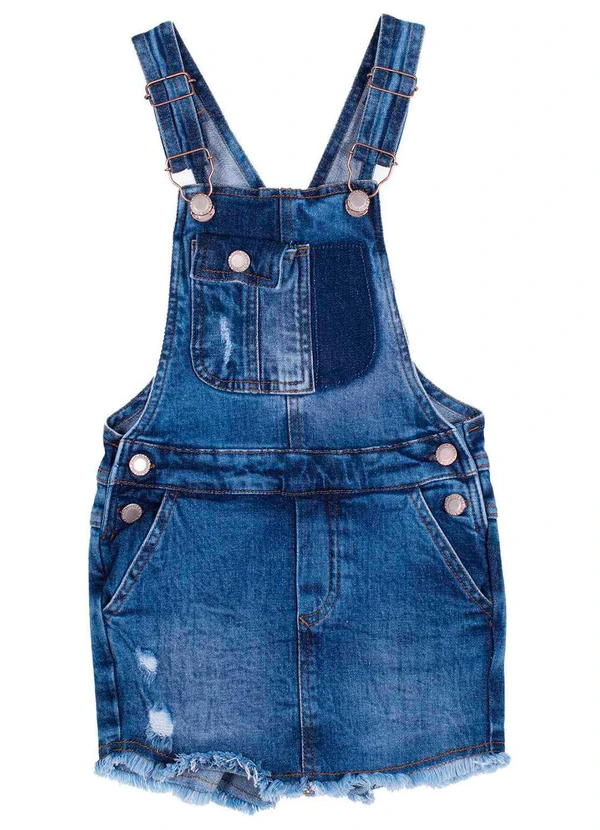 Milon - Jardineira Infantil Menina Jeans