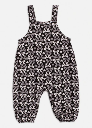 Momi - Jardineira Jacquard com Laços Preto - MOMI