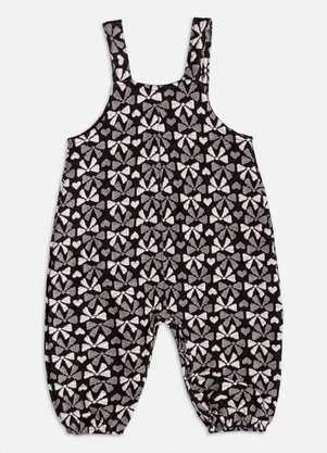 Momi - Jardineira Jacquard com Laços Preto - MOMI