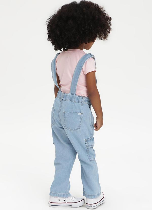 Sun Place - Jardineira Jeans Bebê Menina Wide Cargo Azul 2