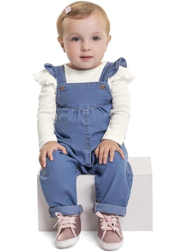 Quimby - Jardineira Jeans para Bebê Menina Azul
