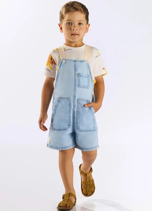 Up Baby - Jardineira Jeans Unissex Infantil Azul - UP BABY
