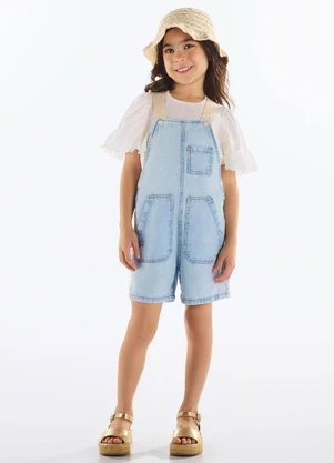 Up Baby - Jardineira Jeans Unissex Infantil Azul - UP BABY