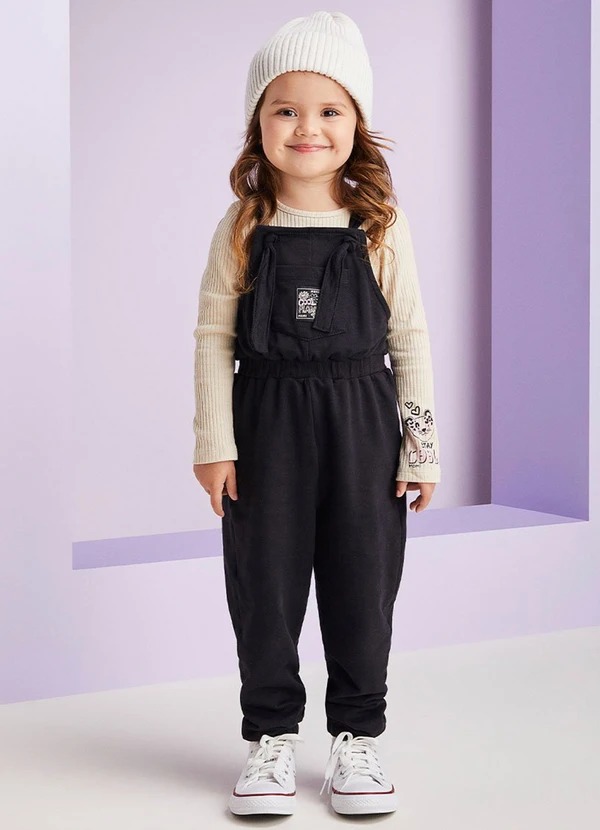 Momi - Jardineira Jogger Black Preto