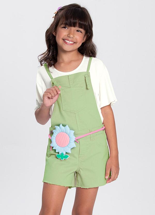 Alakazoo - Jardineira Menina Bolsos Sarja ElastanoVerde