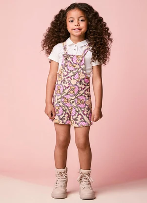 Momi - Jardineira Menina Infantil de Ursinhos - MOMI