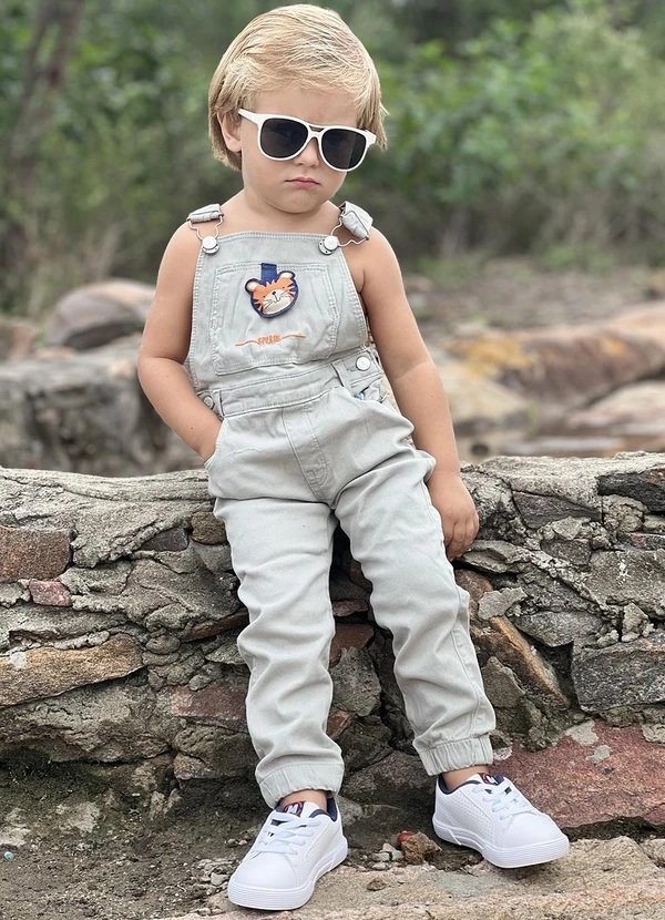 Sun Place - Jardineira Sarja Bebê Menino Verde