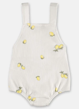 Up Baby - Jardineira Unissex Bebê em Ribana Branco - UP BABY