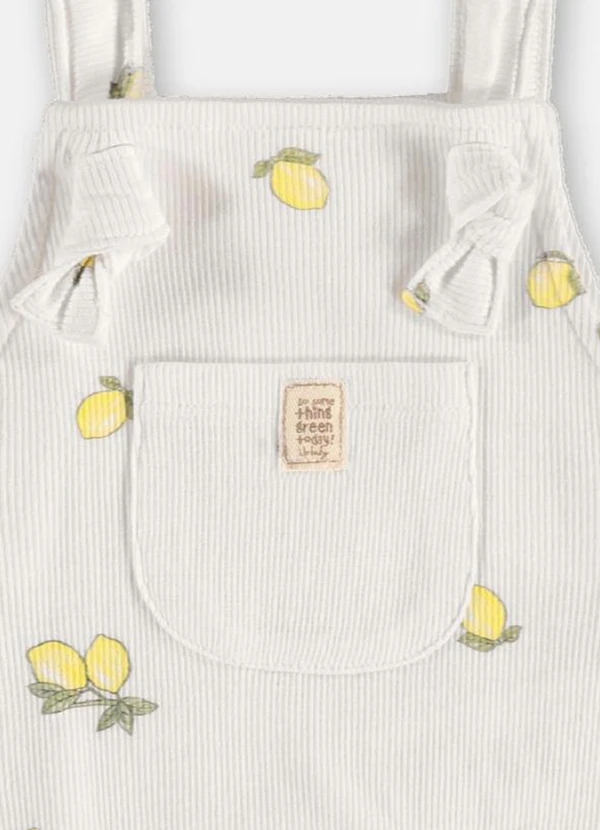 Up Baby - Jardineira Unissex Bebê em Ribana Branco 3