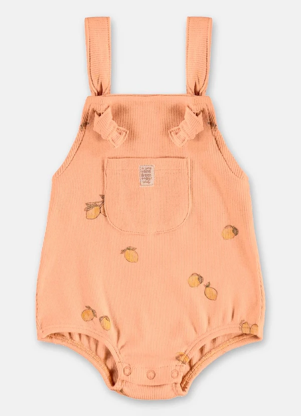 Up Baby - Jardineira Unissex Bebê em Ribana Marrom 2