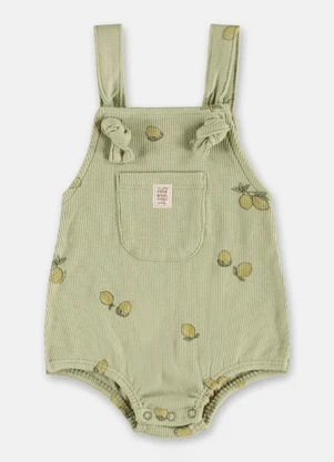 Up Baby - Jardineira Unissex Bebê em Ribana Verde - UP BABY