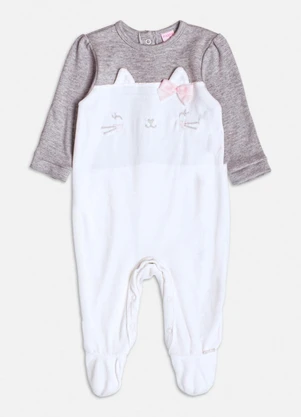 Momi - Macacão Cinza de Plush com Gatinho Cinza - MOMI