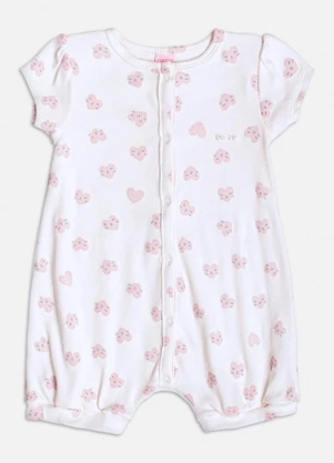 Momi - Macacão Manga Curta com Corações Branco - MOMI