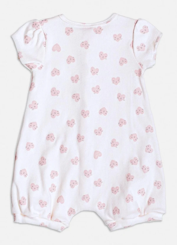 Momi - Macacão Manga Curta com Corações Branco 2