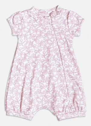 Momi - Macacão Manga Curta com Lacinhos Rosa - MOMI