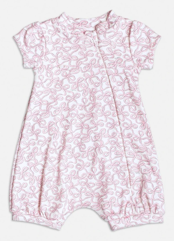 Momi - Macacão Manga Curta com Lacinhos Rosa