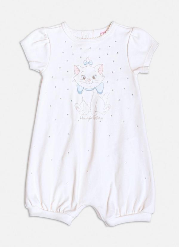 Momi - Macacão Manga Curta da Marie com Strass Branco