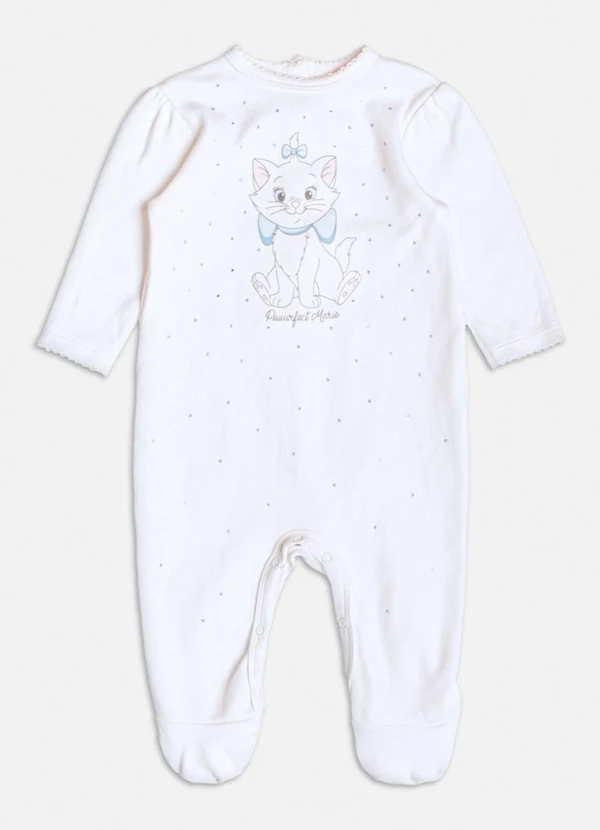 Momi - Macacão Manga Longa da Marie com Strass Branco