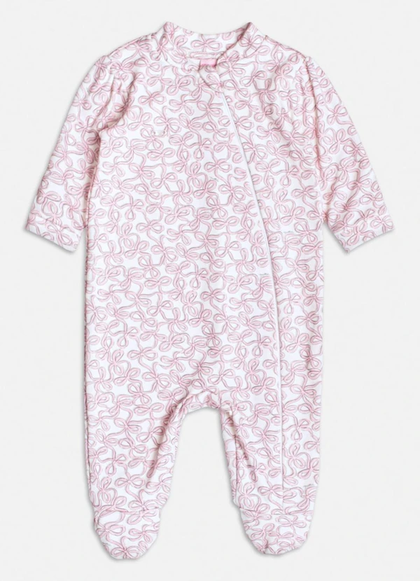 Momi - Macacão Off White de Lacinhos Rosa